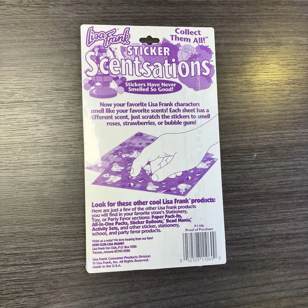 New Sealed LISA FRANK Scentsations Stickers Vintage 90s Strawberry Dogs Sniff